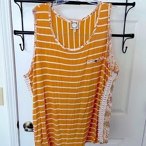 Floral stripe sleeveless tunic